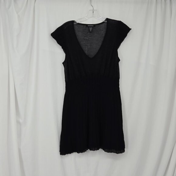 Ideology Black Knit Cap Sleeve Lightweight Mini Dress Sheer Size M - Picture 1 of 9
